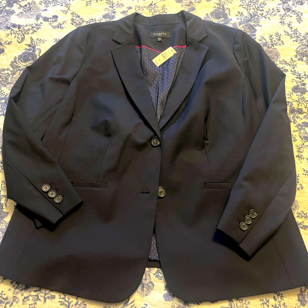 Talbots High End Crepe Navy Blue Blazer Sz 16W